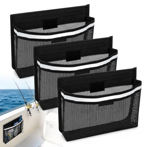 3PCS Boat Storage Mesh Bag (black-L)