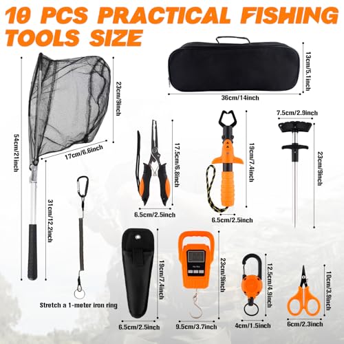 10 Pcs Fishing Tool Kit (Orange)