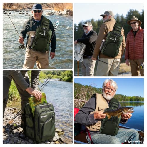 Green Tactical Fishing Bag with 3 Trays (Green / 1680d Double-strand Pu Backpack + (3)3600 Trays)