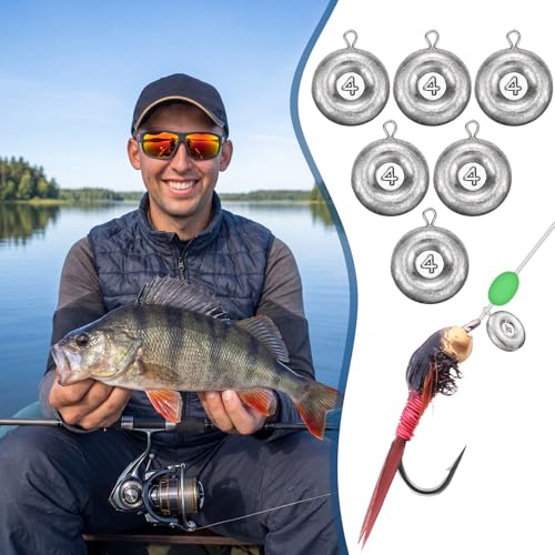 30 Pieces Fishing Disc Sinkers Weights Disc Sinker Fishing Sinkers Weights for Saltwater Catfishing Trolling Surf Tackle