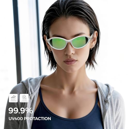 Cat Eye Polarized Wrap Around Sports Sunglasses for Men Women