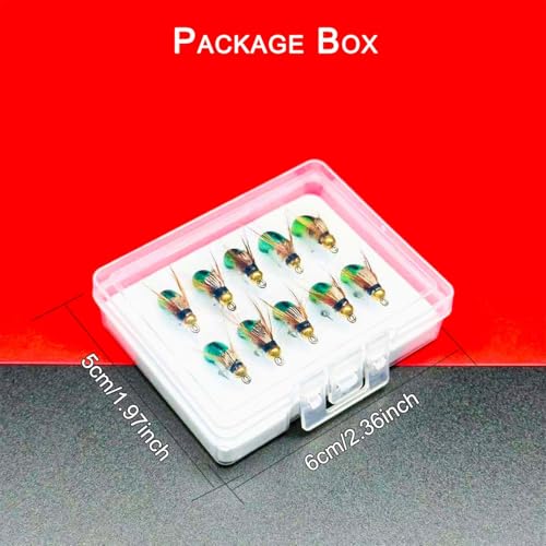 10Pc Wet Flies Bait Fly Fishing Flies for Bass Trout Pike Salmon Brass Head Caddis Nymph Handmade Fishing Bait Artificial Insect Fishing Lure