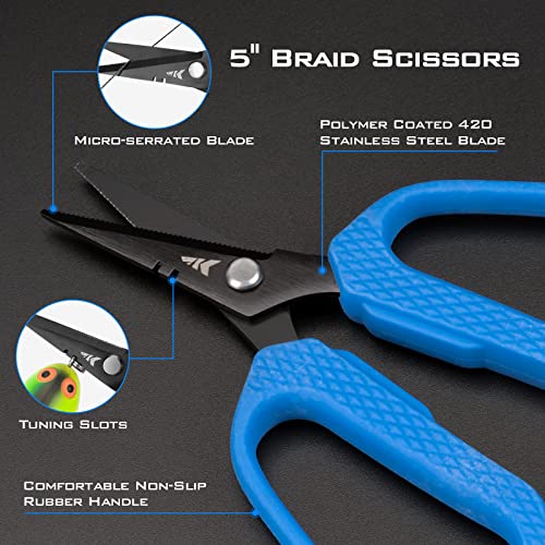 Kalibrate Fishing Line Spooler with 5" Braid Scissors (C: Line Spooler with Counter & Scissor - Blue)