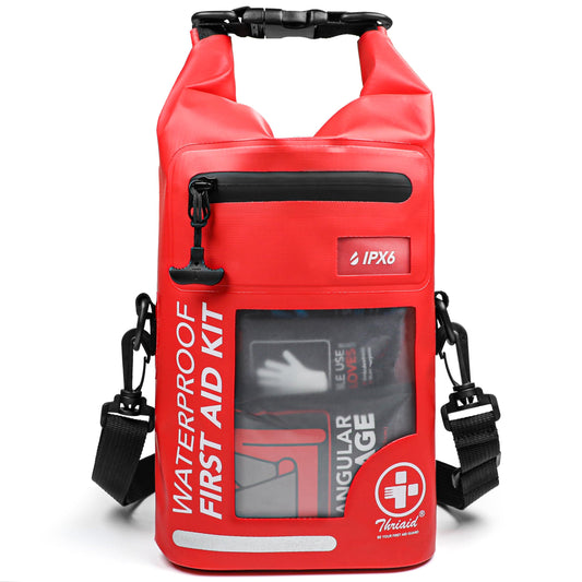 250 PCS Water‑Resistant First Aid Kit (Red / 250 Piece Roll Top Bag)