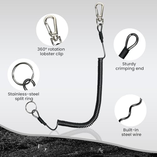 6 pcs Fishing Coiled Lanyards (Black)