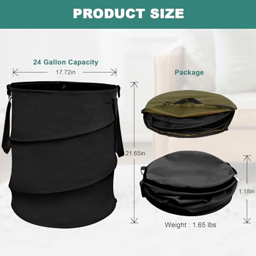 Collapsible 24 Gallon Trash Can (Black)