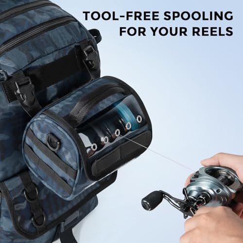 BaitSpace Line Bag Water Resistant Tackle Bag (B: Blue Camo-Medium)