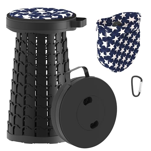 Upgraded Telescoping Stool Collapsible Stool with Cushion & Carry Bag