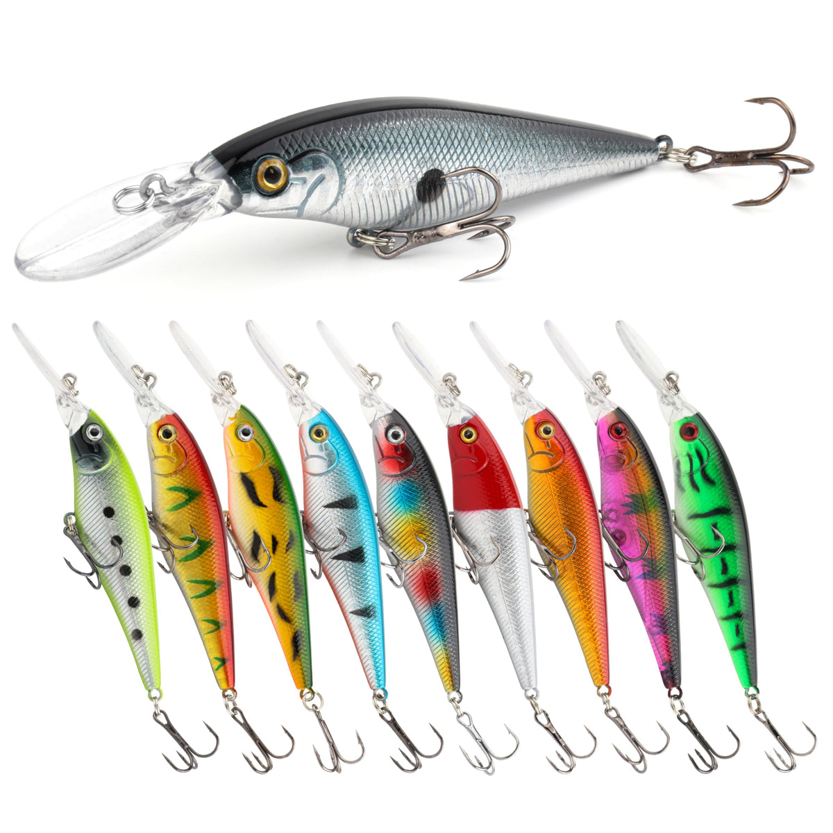 10 5PCS Minnow Fishing Lures Set (4 ′′, 1/2 oz)