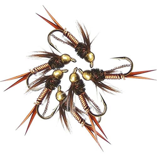 24Pcs Fly Fishing Flies Trout Lures Fishing Tackle Fly Fishing Flies with Boxed Trout Bass Artificial Fish Bait (24Pcs-Brasshead Nymph)