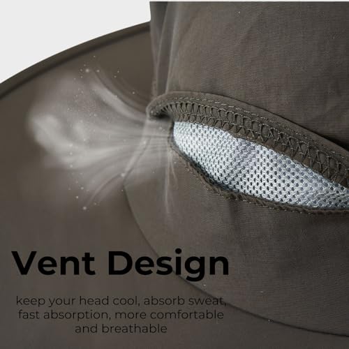 Mosquito Net Hat Safari Hat UPF 50+ Sun Protection Boonie Hats for Men with Neck Flap Fishing Hiking for Men (Medium-Large / Khaki Green)