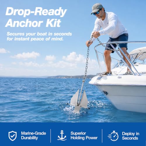 5.5/8/10/13/18 Zinc-Nickel Fluke Boat Anchor Kit, Danforth Anchor with Rope