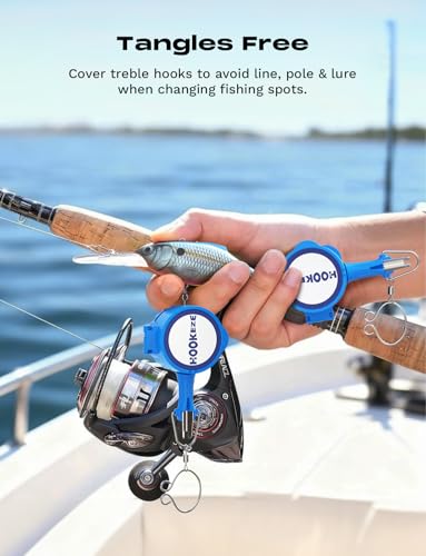 4-in-1 Fishing Knot Tying Tool, Treble Hook Covers Keeps Lures Safe, Hook Sharpener, Lure Wraps for Fishing Rod, Line Cutter Accessories Gifts for Anglers Fishermen (MultiPro, Oceanblue) (Oceanblue / Multipro)