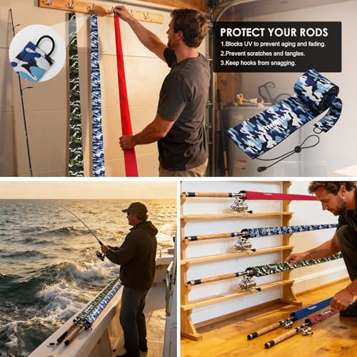 Neoprene Fishing Rod Sleeve Rod Sleeves Fishing Pole Sleeve Rod Socks for Fishing Poles Rod Cover Rod Protector Durable for Casting Spinning Trolling Sea Fishing Rod Storage