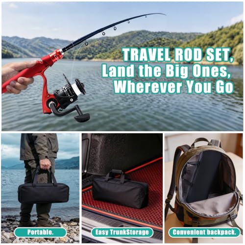 Fishing Rod and Reel Combo Kit (RED / 6,89FT/2.1M)