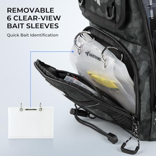 BaitSpace Fishing Sling Bag with Rod Holder (Black Camo / Standard)