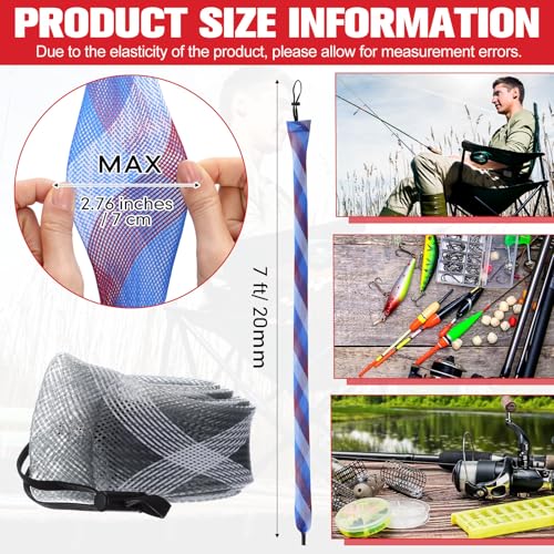 Lengthen Fishing Rod Sleeve Socks Covers Braided Mesh Rod Protector Fishing Tools Accessories for Bait Casting Sea (Bright Color / 83 x 0.12 in)
