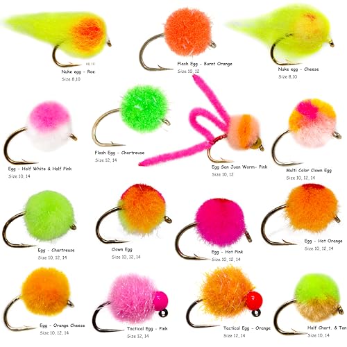 36 Bead Head Glo Bug Egg Fly Assortment with Waterproof Fly Box (36 Egg Flies+Waterproof Box)