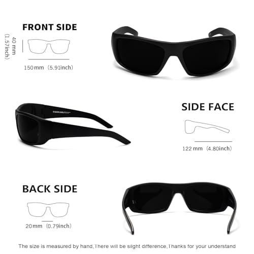 XL Z87 Sports Sunglasses for Big Heads Men 8700 (Black/Super Dark)