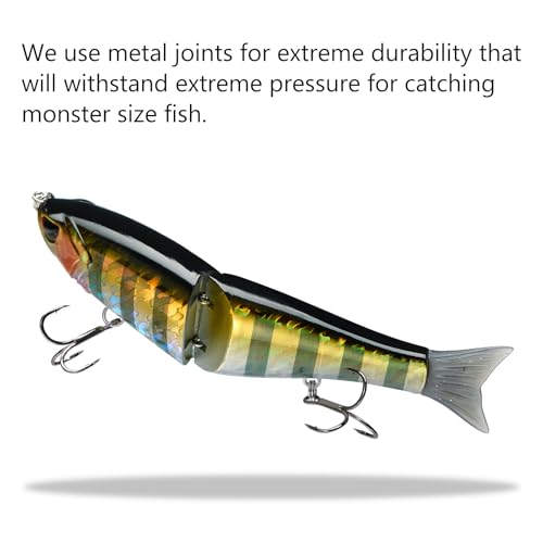 SwimShad Glide Baits Jointed Swimbait Bass Pike Salmon Trout Muskie Fishing Lure (Striped Gill +Baby Bass +Sunny Gill / 7in/2.2oz)