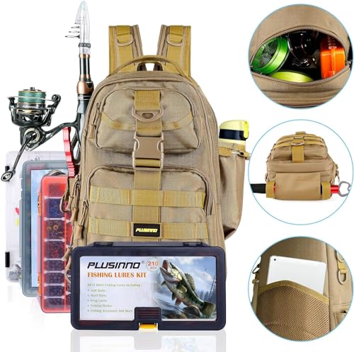 Fishing Backpack Tackle Bag (Khaki Single Backpack)