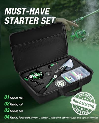 Telescopic Fishing Rod and Reel Combo (8 ft / Full Kit With Carrier Case)