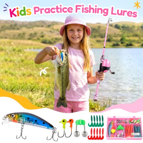 Pink Kids Fishing Pole (Light Pink 4.92ft)