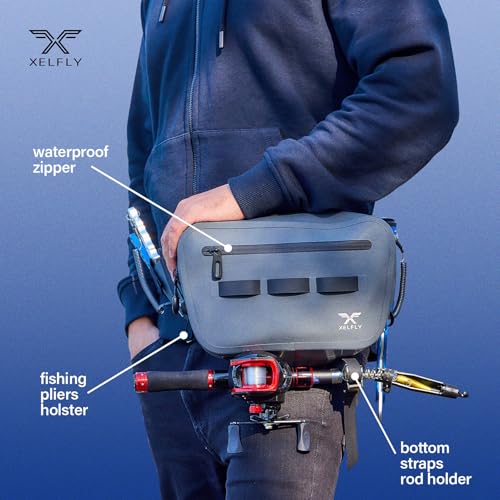 Waterproof Fishing Waist Bag with Rod Holder (Gray / Waist Bag)