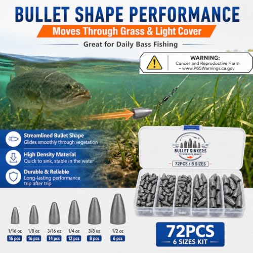 72PCS Bullet Weights (72 Pcs / 6 Size)