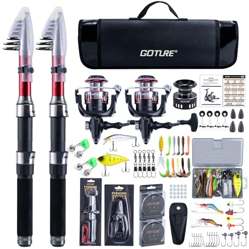 2 Pack Fishing Rod and Reel Combo with Carrier Bag (A6 / 9 FT)
