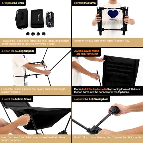 Oversized High Back Camping Chair for Adults (Black)
