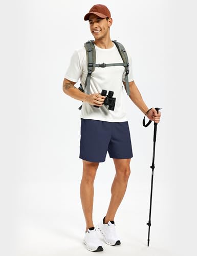 Men's Hiking Fishing Shorts UPF 50+ Quick Dry Lightweight 6" Summer Casual Shorts with Zipper Pockets Navy (Large / Navy)