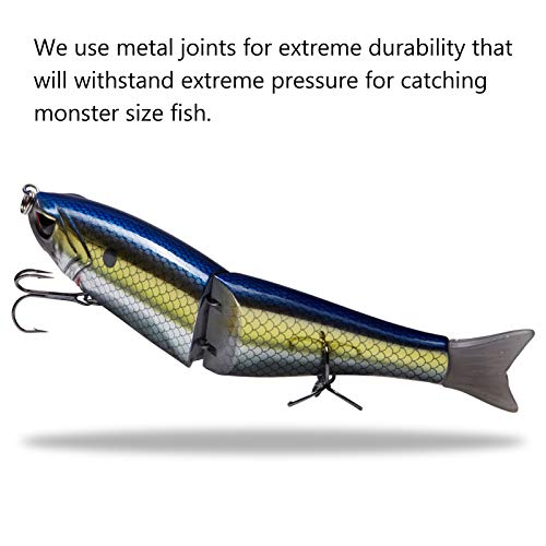 SwimShad Glide Baits Jointed Swimbait Bass Pike Salmon Trout Muskie Fishing Lure (Blue Gold / 4.5in/0.65oz)