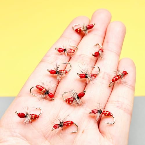 10Pc Hand Tied Fly Flies Fly Fishing Lure (Red)