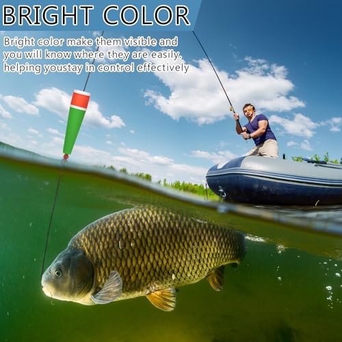 8 Pcs Popping Corks Floats for Saltwater Fishing Bobbers Popping Cork Weighted Floats with 4 Size Fishing Tackle Cork Float Rig Rattle Tackle for Saltwater Redfish