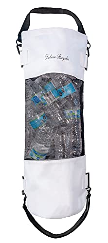 Boat Trash Can Reinforced Straps and 4 Carabiner Clips; 11x27” Extra Large Mesh Boat Trash Bag; Camper