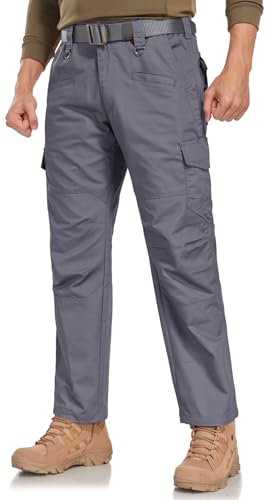 Cargo Work Pants for Men Ripstop Tactical Pants Lightweight Water Resistant EDC Hiking Carpenter Hunting Pants with Multi Pockets Dark Grey 44Wx34L (Dark Grey / 44W x 34L)