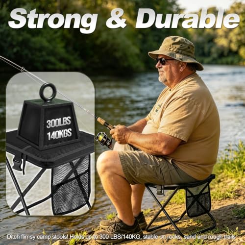 Foldable Backpack Stool for Adults (Black)