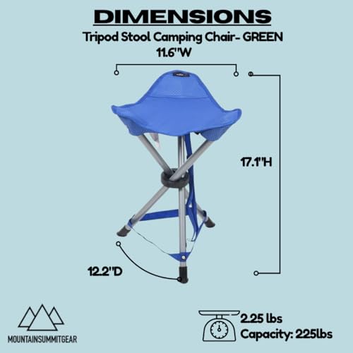 Tripod Stool Camping Chair featuring a lightweight and portable design made from RipStop fabric (Blue)