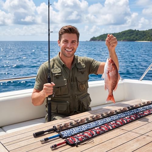 6 Pack Neoprene Fishing Rod Sleeves (65" / Assorted Camo)