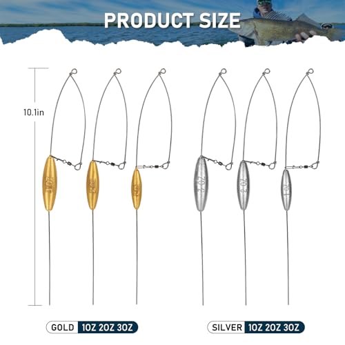 5 Pack Bottom Bouncer for Walleye Rigs Trolling Fishing Weight (Golden / 1oz-5PCS)