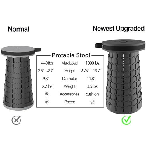 Collapsible Stool with Cushion for Adults (Black / XX-Large)