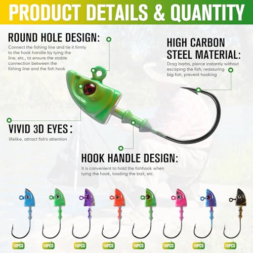80 Pcs Crappie Jig Heads for Fishing (1/4 oz / Fishing Saltwater)