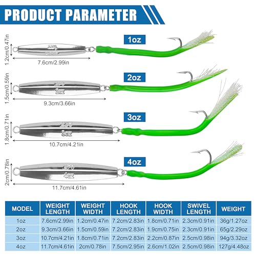 Diamond Jigs Saltwater Fishing Lures (Green-1pc / 3oz)