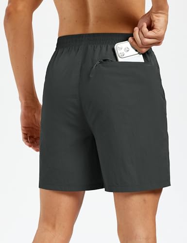 Men's Hiking Fishing Shorts UPF 50+ Quick Dry Lightweight 6" Summer Casual Shorts with Zipper Pockets Darkgrey (Medium / Darkgrey)
