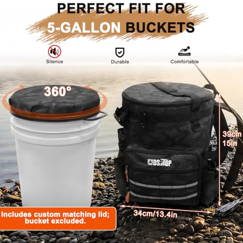 Fishing Bucket Backpack for 5 Gallon Bucket with Seat
