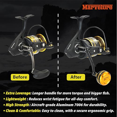 Foldable Power Handle for Penn Battle II III IV (Black Gold / For Battle 10000 Thread (Classic Version))