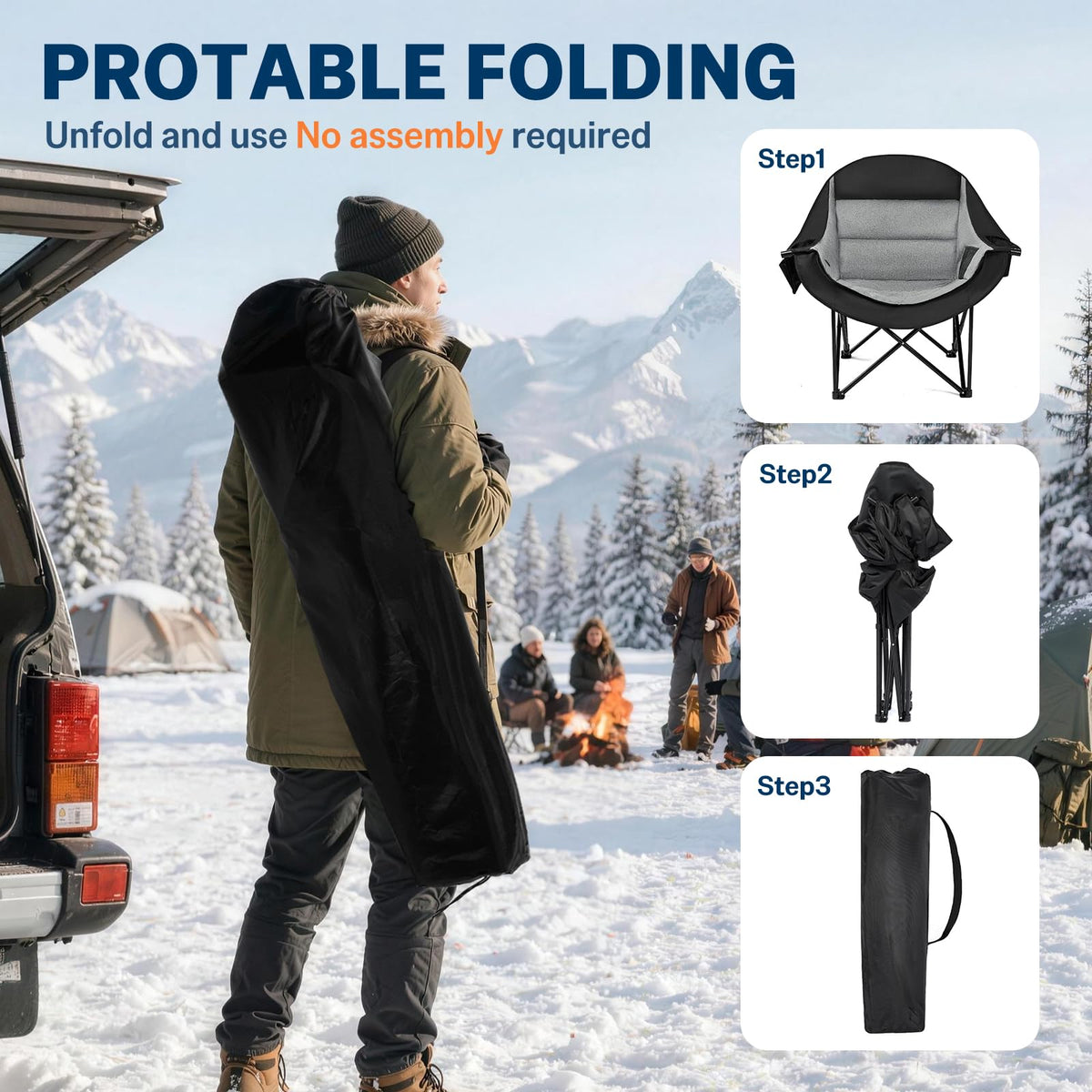 Heated Oversized Camping Chair (Grey)