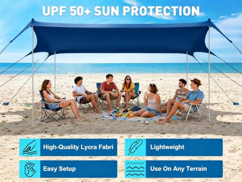 Beach Tent Sun Shelter 14 x 11FT (dark blue)