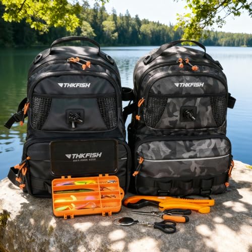 20L Waterproof Fishing Backpack with Tackle Boxes (Black)